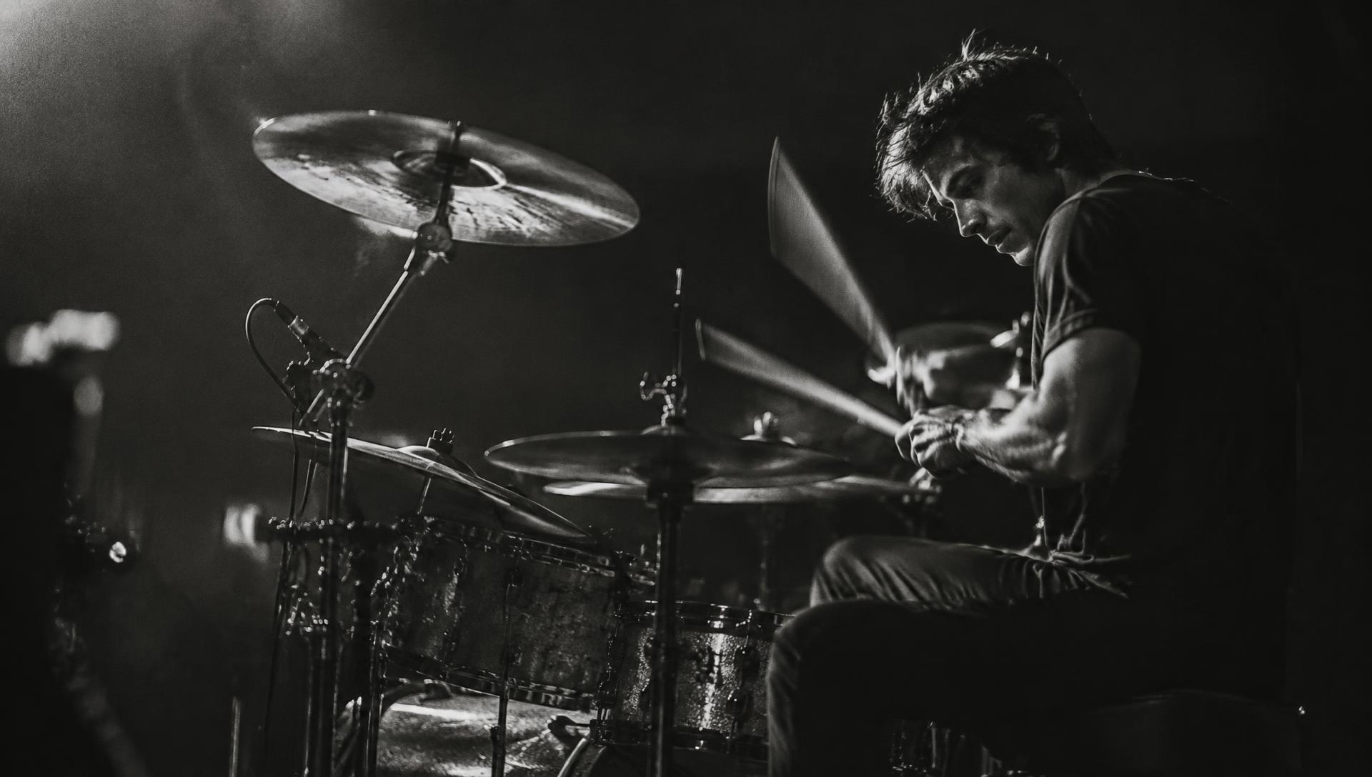 Toby playing the drums